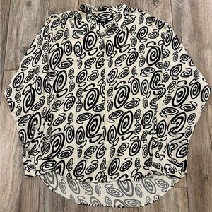 Men’s Silk Stussy Swirly S All Over Print Longsleeve Button Down Top Size XL